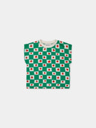 T-shirt verde per neonati con fantasia multicolor,Bobo Choses,124AB010
